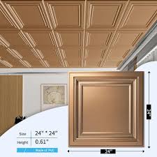 art3dwallpanels square bronze 2 ft x 2 ft decorative pvc drop in ceiling tile 48 sq ft case