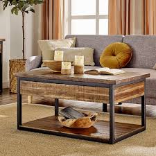 Rustic rectangle wooden metal coffee table tea sofa side living room furniture. Carbon Loft Ciaravino 42 Inch Rustic Wood Coffee Table With Low Shelf