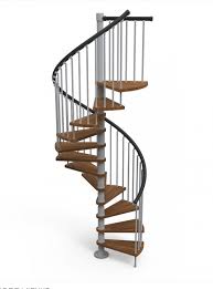 Spiral staircase gamia wood, metallic grey colour. Gamia Wood 1600mm Silver Metal Colour Natural Walnut Treads Pvc Black Handrail