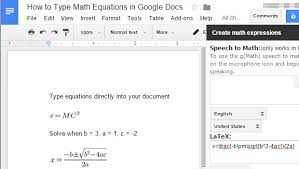 use latex math equations in google docs