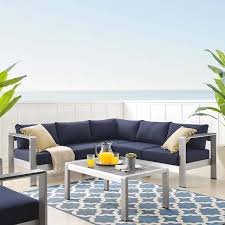 sectional sofa set with navy cushions