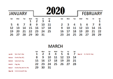 2020 canada quarterly calendar template