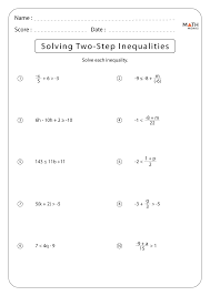 Two Step Inequalities Worksheets With