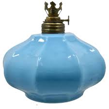 antique delphite blue glass lamp base v