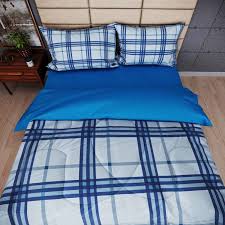 Blue Plaid Comforter Set Rankoussi