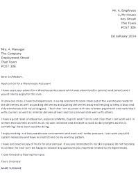 Warehouse Assistant Cover Letter Example Icover Org Uk
