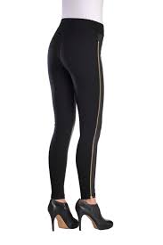 Contemporary Pleather Side Zip Compression Leggings By