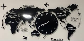 World Map Clock Furniture Home