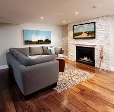 Split Stone Fireplace With Tv Modern