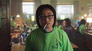 Jimmy O. Yang smoking a cigarette (or weed)
