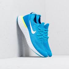The epic react flyknit line is still a light shoe at 8.4 ounces in size 10, even with a sizable 27mm hee and 18mm forefoot. Men S Shoes Nike Epic React Flyknit Blue Glow White Photo Blue Footshop