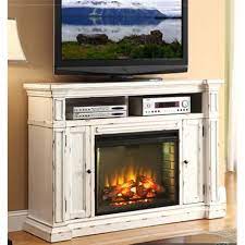 58 Inch Antique White Fireplace Console