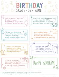 birthday scavenger hunt for kids free