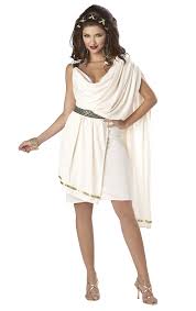 womens white gold toga costume ancient