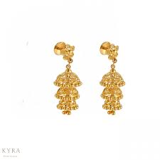 jhumka dangling earring 22k yellow gold