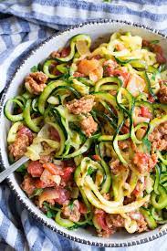 zucchini noodles with sausage tomato