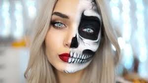 half skull halloween makeup tutorial ad
