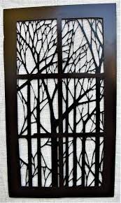 Trees In Window Frame Wall Art Metal