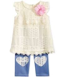 Nannette 2 Pc Cute Lace Trim Tunic Capri Leggings Set