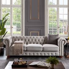 88 5 linen fabric chesterfield sofa