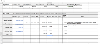 Physical Therapy Student Loan Tracking Spreadsheet
