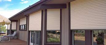 The black powder coat finish adds beauty and weather durability. Exterior Rolling Shutters Innovative Openings