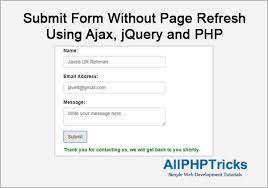 page refresh using ajax jquery and php