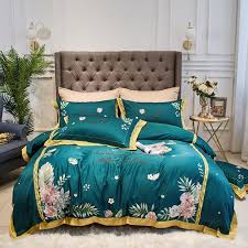 Flowers Embroidery Queen King Duvet Cover