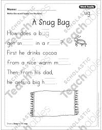 a snug bug word family ug word