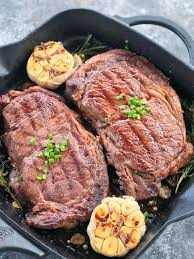 simple skillet ribeye steak cookin