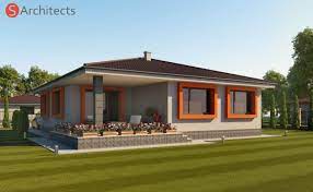 Този проект за практична къща на един етаж има правилна правоъгълна форма и каменни стени. Gotovi Proekti Na Kshi Strshanov Arhitekti