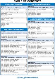 Table Of Contents Cobra Sx Sterndrive Omc Cobra Sterndrive