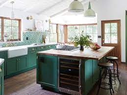 The countertop is mounted over a glass front beverage fridge and. You Ll Want An Emerald Green Kitchen After Seeing This California Renovation Architectural Digest