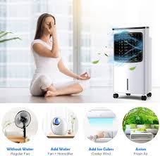 Easy to operate, just add cold water to tank, and then the fan blows cool. Amazon Com Costway Evaporative Cooler 3 In 1 Portable Air Cooling Fan Humidifier With 3 Wind Modes 3 Speeds 7 5h Timer With Remote Electric Air Cooler Built In Handle 4 Wheels And 2 Ice Box Home Improvement