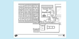 Food product outline set on white background coloring page wallpaper with supermarket meal vector print coloring pages digital art gallery coloring pages to print grocery store coloring page. Free Shop Assistant Working In Supermarket Colouring Sheets