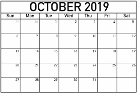 Free Printable October 2019 Calendar Page 2019 Calendars