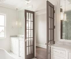 Gray French Bathroom Doors With