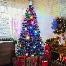 Juegoal 6 ft Pre-Lit Optical Fiber Christmas Artificial Tree, with LED RGB  Color Changing Led