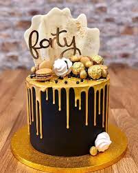 Black And Gold 40th Birthday Cake gambar png