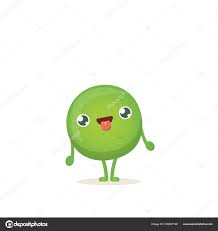cartoon happy tiny baby pea character