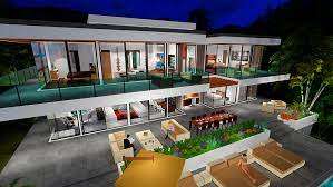Modern Glass Home 3d Floor Plan