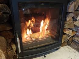 wood stove is burning