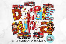 firefighter doodle alphabet fire truck