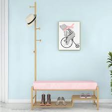 39 Pink Entryway Bench And Coat Rack