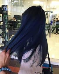My hair was first bleached to copper blonde (scary) and then dyed to the before picture. Black Hair Blue Highlights Uphairstyle