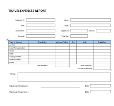 Free Travel Expense Report Template Sample V M D Com