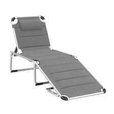 outsunny foldable reclining sun lounger