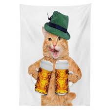Cool Cat Hat Beer Mug Funny Tablecloth