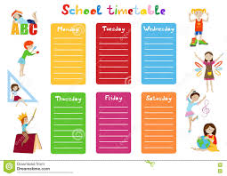 School Timetable Kids Weekly Schedule Vector Stock Vector
