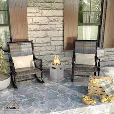 Casainc 10 In W X 14 In H Portable Outdoor Propane Fire Pit Tabletop Fireplace 10 000 Btu With Lava Rocks Gray